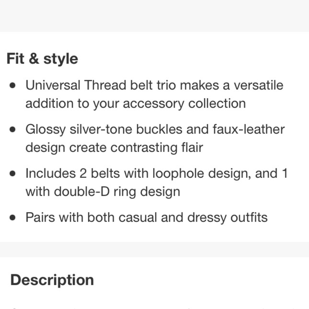 (L)- Universal Thread Women's New Fashion Trio Belt - Picture 9 of 9